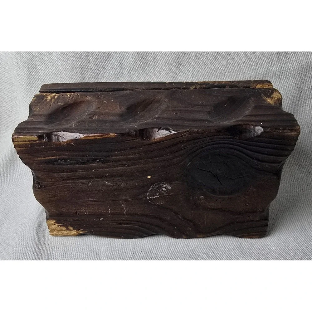 Hand‎ Carved Wood Trinket Box W/Hinged Lid 6.5